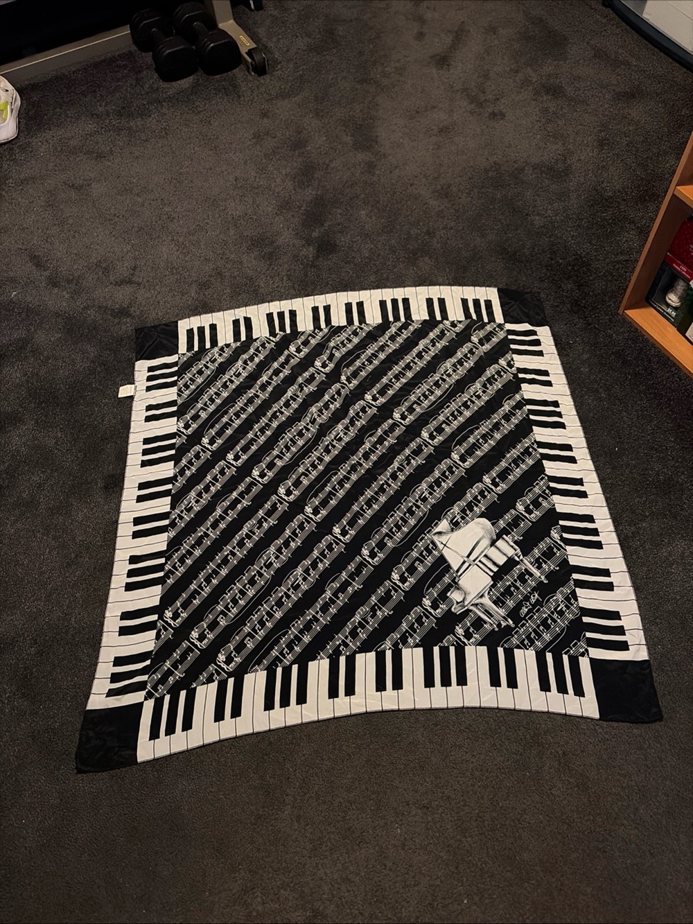 Vtg Scarf Music Composition Piano Keys Albert Elovitz  Design Large 40" Square